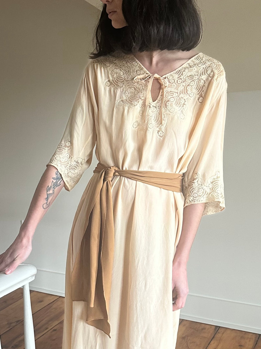 20's Silk Night Gown  Golden Threads