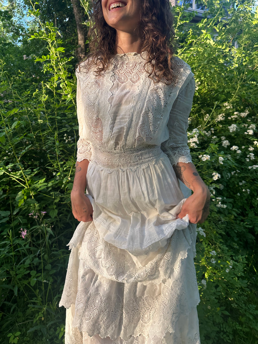 Edwardian Irish Crochet Tea Dress – Golden Threads
