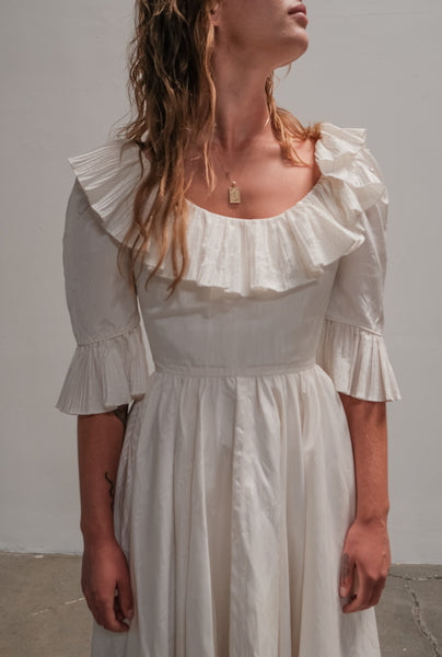 70's Rayon Taffeta Wedding Gown