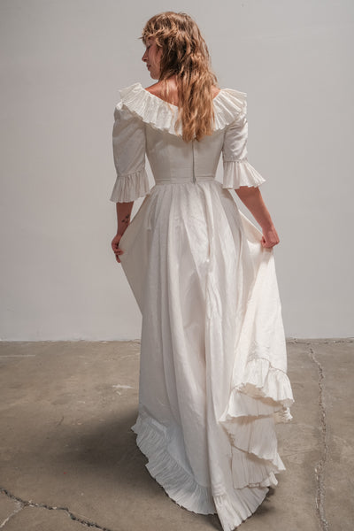 70's Rayon Taffeta Wedding Gown