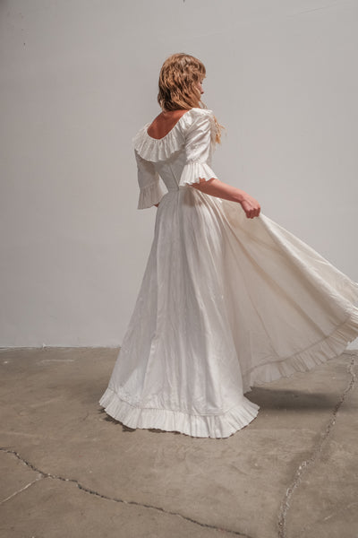 70's Rayon Taffeta Wedding Gown
