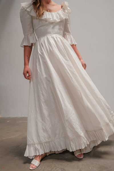 70's Rayon Taffeta Wedding Gown