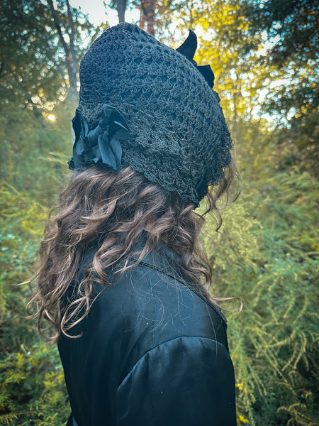 Edwardian Wool Crochet Bonnet