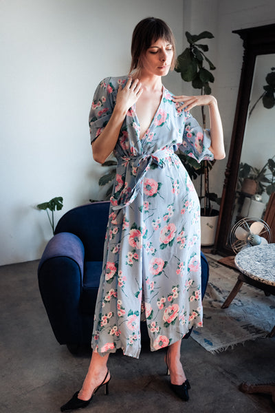 1940's Rayon Floral Robe