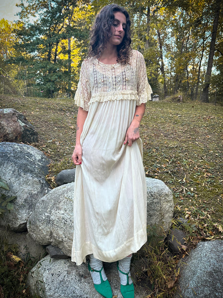 Antique Silk and Lace Nightgown