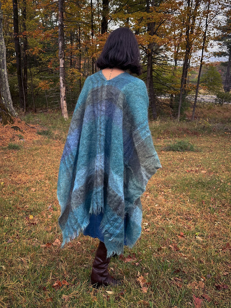 Plaid Mohair Knit Cape