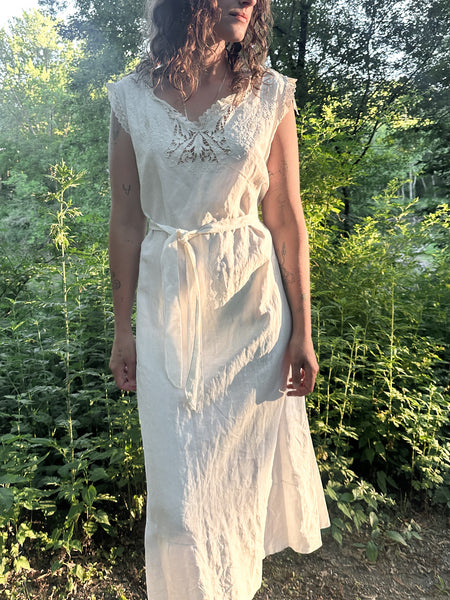 Edwardian Linen Embroidered Dress