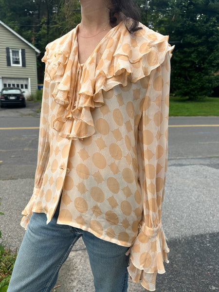 Nina Ricci Ruffle Silk Blouse