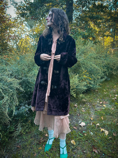 Antique Aubergine Velvet Coat