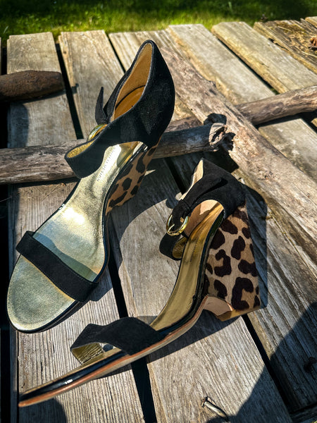 Leopard print wedge heels hotsell