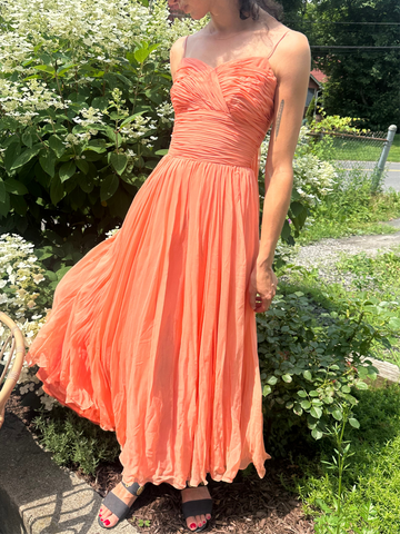 1970’s Silk Chiffon Coral Gown