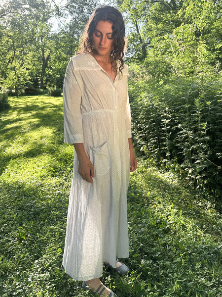 Antique Printed Cotton Day Dress – Golden Threads