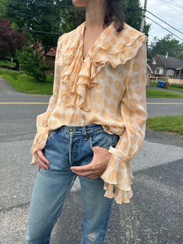 Nina Ricci Ruffle Silk Blouse