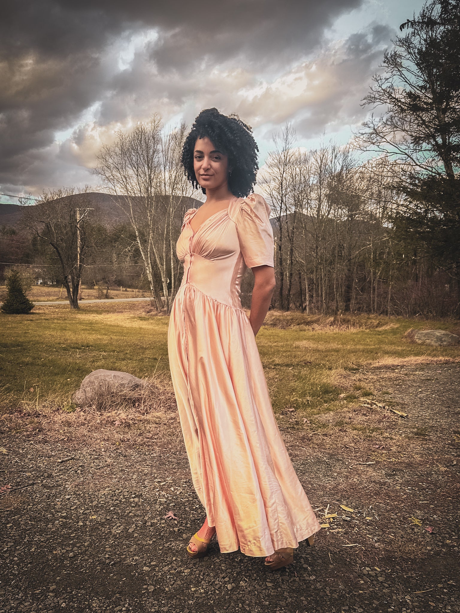 1940’s Pink Satin Zip Front Gown