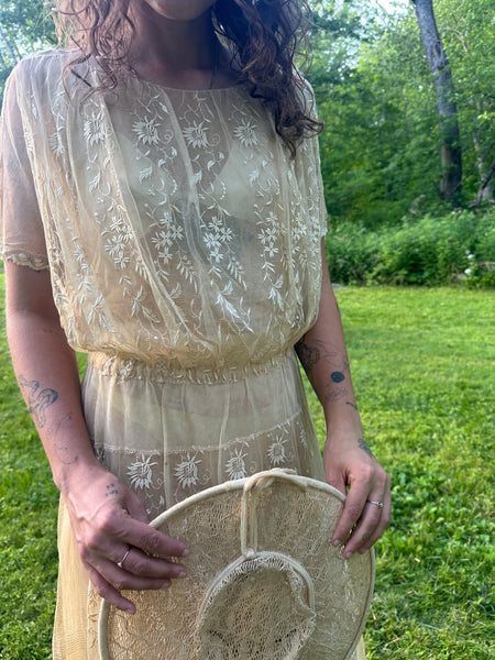 1910’s Silk Net and Embroidered Dress