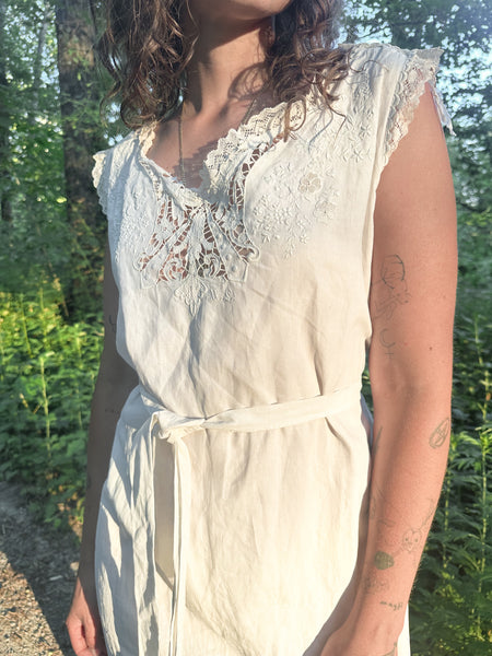Edwardian Linen Embroidered Dress